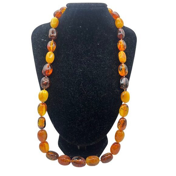 Jewelry - Vintage Baltic Amber Necklace 41.7g Butterscotch Honey Cognac Barrel Clasp 24"